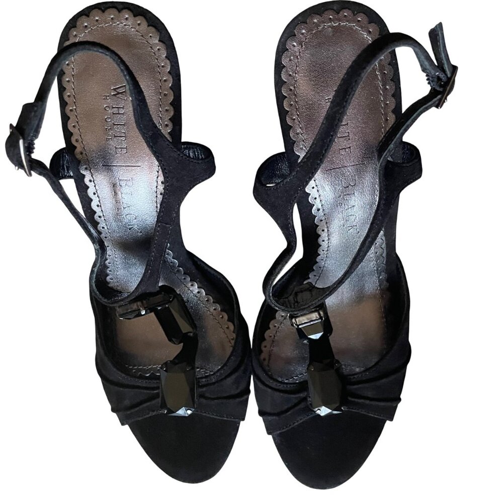 Elegant WHBM White House Black Market Black Crystal Jeweled Sandals NWOT 8.5M - Picture 6 of 13